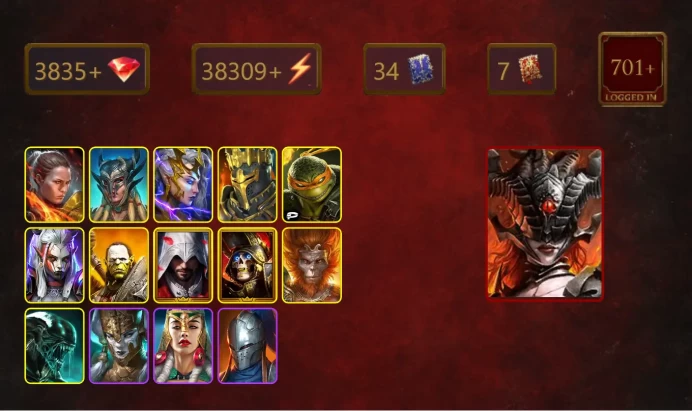 [STARTER]Roshcard+Kurosa the Covetous+Ronda+Scyl+Deliana+Michelangelo+Visix+Artak+Ezio Auditore+Deathknight+Wukong+29Epics