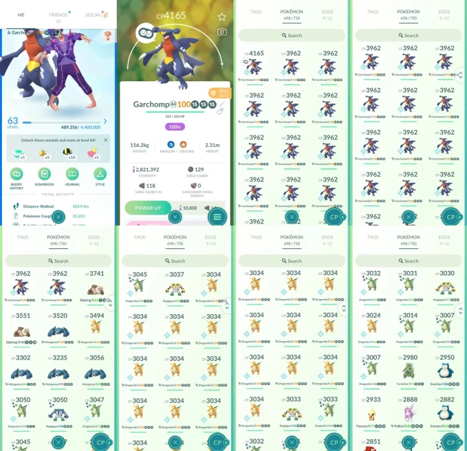 AC1485 -lv 63 Mystic | x67 3000CP | x280 2000CP | x78 Legendary | x1 SHUNDO | x88 shiny | x67 100IV | x26 100IV 3962CP Garchomp x31 3000CP+ Drag