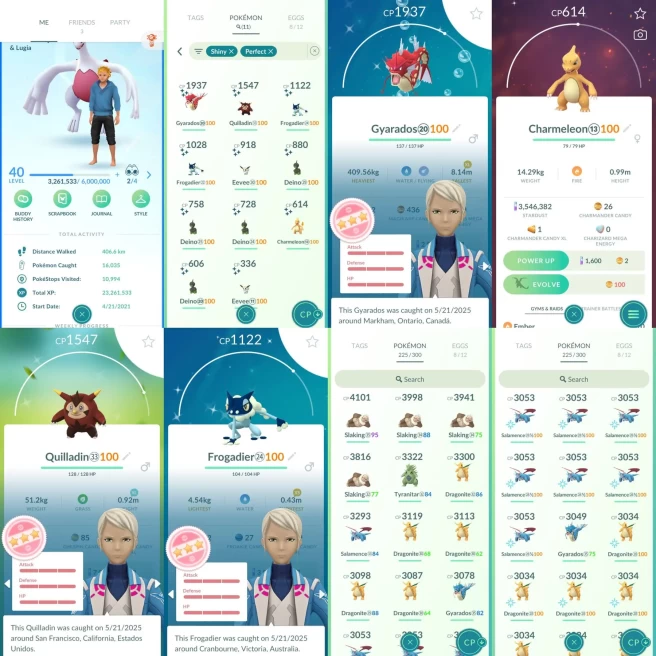 AC913 Mystic | x33 3000CP | x161 2000CP | x11 SHUNDO Gyarados Quilladin Charmeleon | 100IV x7 Salamence x2 Garchomp x10 Dragonite | Lugia Shiny