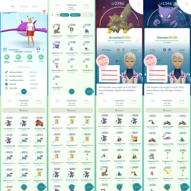 AC926 Mystic | x28 3000CP | x113 2000CP | x10 SHUNDO Haunter Arcanine | Shiny Kyogre Groudon x5 Groudon | 100IV x9 Dragontie x7 Salamence x7 Gar