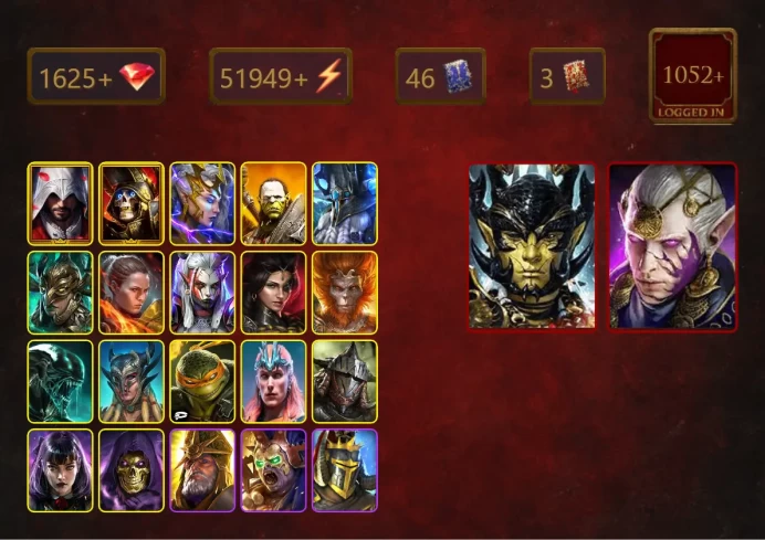 [STARTER][Double Mythical]+Starsage Galathir+Granyt Doorkeep+Aphidus+Ezio Auditore+Deathknight+Deliana+Artak+Tormin+54Epics