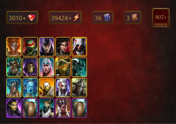 [STARTER]Siphi+Granyt Doorkeep+Wukong+Raphael+Alice+Adelyn+Ezio Auditore+Leminisi the Gold-Wing+Skeletor+Loki+39Epics