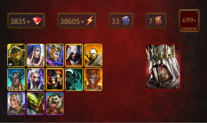 [STARTER]Siegfrund+Martyr+Michelangelo+Deliana+Ezio Auditore+Artak+Scyl+Visix+Deathknight+Xenomorph+Wukong+33Epics