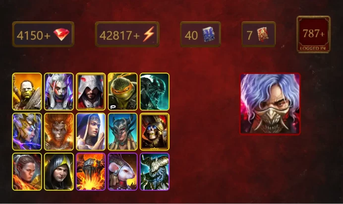 [STARTER]Toshiro+Martyr+Artak+Visix+Ezio Auditore+Michelangelo+Xenomorph+Deliana+Wukong+Scyl+Deathknight+Ronda+Aleksandr+33Epics