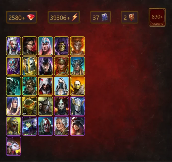 [STARTER]Marichka+Martyr+Visix+Tomb Lord+Adelyn+Loki+Skeletor+Wukong+Truath+Hegemon+Alice+Scyl+Xenomorph+43Epics