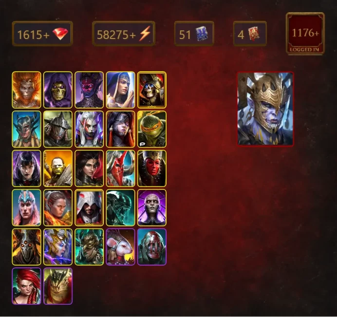 [STARTER]Teodor+Martyr+Gharol+Wukong+Skeletor+Ghostborn+Deathknight+Scyl+Rathalos+Visix+Kyoku+Michelangelo+Alice+Artak+50Epics
