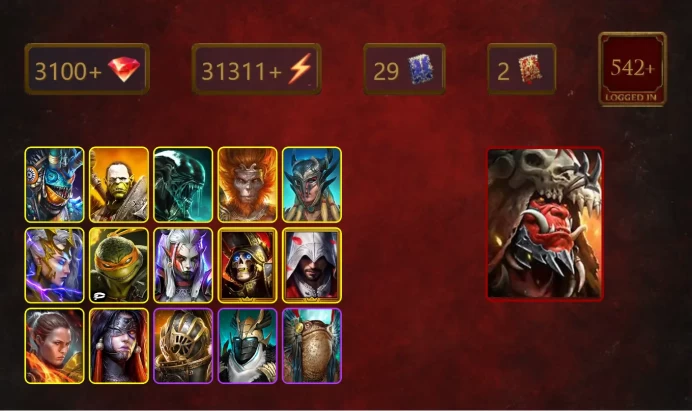 [STARTER]Ash'nar Dragonsoul+Kyoku+Roxam+Artak+Xenomorph+Wukong+Scyl+Deliana+Michelangelo+Visix+Deathknight+Ezio Auditore+23Epics