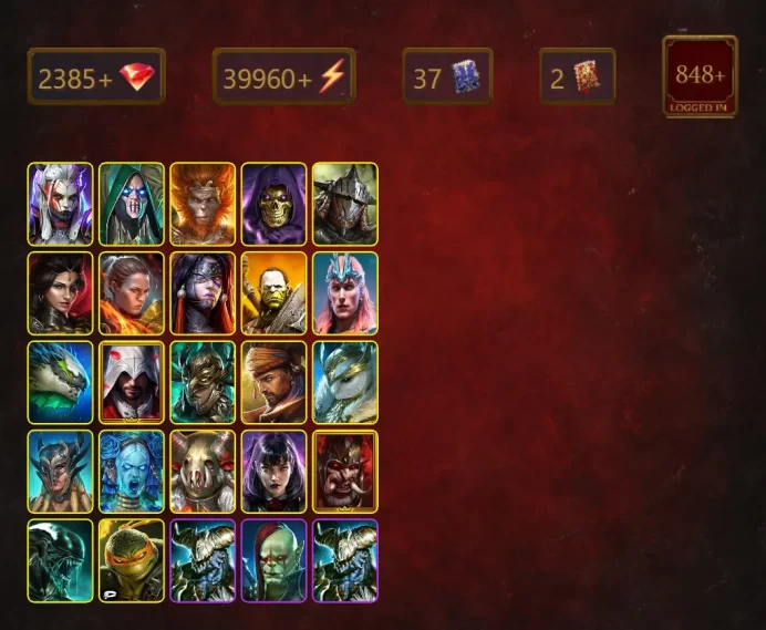[STARTER]Armanz the Magnificent+Kyoku+Visix+Bad-el-Kazar+Wukong+Skeletor+Rathalos+Adelyn+Ronda+Artak+Loki+Dracomorph+52Epics