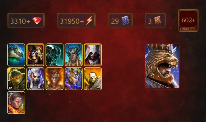 [STARTER]Androc+Dracomorph+Deathknight+Xenomorph+Scyl+Ezio Auditore+Michelangelo+Visix+Wukong+Deliana+Artak+Ronda+22Epics