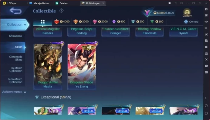 GLOBAL 132 Hero Skin 283|Granger Prime|KOF Karina|CC Natalia|Spongebob Cyclops|Saint Saiya Badang etc |Renowned Check SS ML1843B