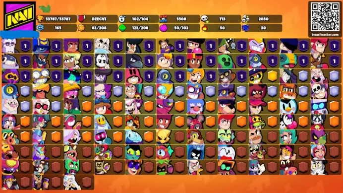 53K Trophies LVL88 | 102/102 Brawlers | 39 Max Brawlers - 29 Hypercharges | 271 Skins | 648 Pins | 434 Icons | Legendary, Max Power, Rank 35