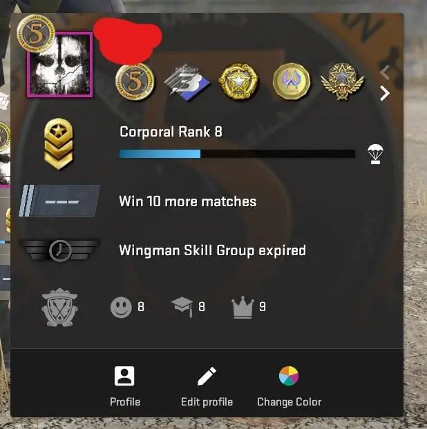 CS575 Prime Enabled, 7 Medals: Service 2018, 2021, 2025, Premier Season Three, Loyalty Badge, 5 Year Veteran, GO, 1146 Hours, FACEIT Linked, Pre