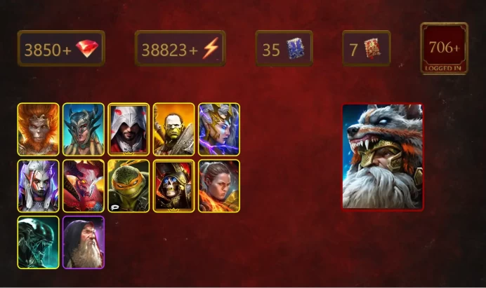 [STARTER]Fjorad+Mortu-Macaab+Wukong+Scyl+Ezio Auditore+Artak+Deliana+Visix+Michelangelo+Deathknight+Ronda+Xenomorph+24Epics