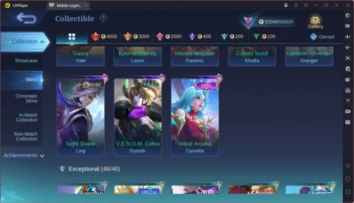 GLOBAL  Hero 132 Skin 255|KOF Karina|CC Natalia|Valentine Claude|Lightborn Granger,Tigreal and etc| Renowned Check SS ML1846B