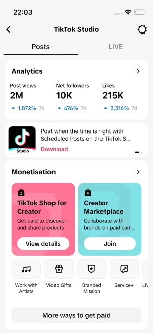 BLACK Sabbath/12K Real Followers+210K Real Likes/ Tiktok Shop For Creator/ Live Stream/ Full Access