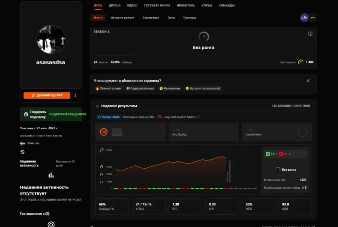 CS583 FACEIT Level 7 before reset - Needs placement matches to show rank again, 1404 ELO, 28 Matches, 1000 Faceit Points, Not verified, No Prime