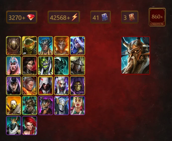 [STARTER]Graazur+Riho+Alaz+Michelangelo+Scyl+Wukong+Rotos+Loki+Adelyn+Skartorsis+Blizaar the Howler+Xenomorph+Rathalos+41Epics
