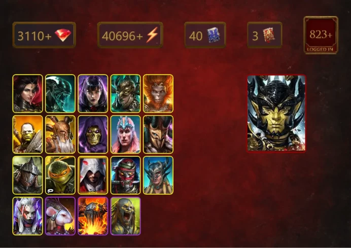 [STARTER]Aphidus+Onryo Ieyasu+Adelyn+Xenomorph+Alice+Leminisi the Gold-Wing+Wukong+Artak+Elder Skarg+Skeletor+Loki+34Epics