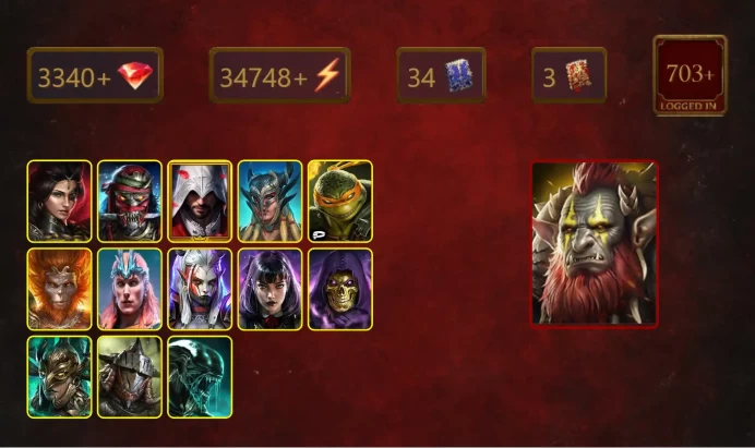 [STARTER]Gizmak+Onryo Ieyasu+Adelyn+Ezio Auditore+Scyl+Michelangelo+Wukong+Loki+Visix+Alice+Skeletor+33Epics