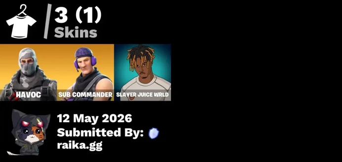 [PC/PSN/XBOX] 3 skins | Havoc | Sub Commander | Slayer Juice WRLD | Rust Bucket | Backup Plan | Gwenpool's Katanas | 999 Knives | Beachcomber