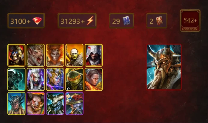 [STARTER]Alaz+Gnishak+Deathknight+Wukong+Artak+Ezio Auditore+Xenomorph+Visix+Deliana+Michelangelo+Ronda+Scyl+Tayrel+21Epics