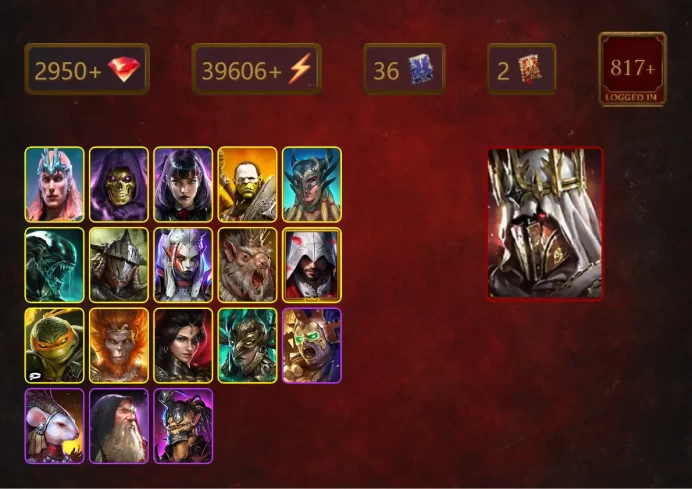 [STARTER]Siegfrund+Gnishak+Loki+Skeletor+Alice+Artak+Scyl+Xenomorph+Rathalos+Visix+Ezio Auditore+Michelangelo+Wukong+34Epics