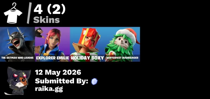 [PC/PSN/XBOX] 4 skins | The Batman Who Laughs | Explorer Emilie | Holiday Boxy | Winterfest Bushranger | Apocalypse Shroud | Nemesis Box