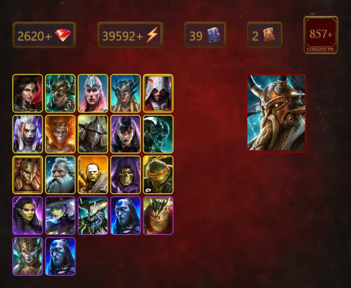 [STARTER]Alaz+Vault Keeper Wixwell+Adelyn+Leminisi the Gold-Wing+Kassandra+Loki+Scyl+Ezio Auditore+Visix+Wukong+Rathalos+47Epics