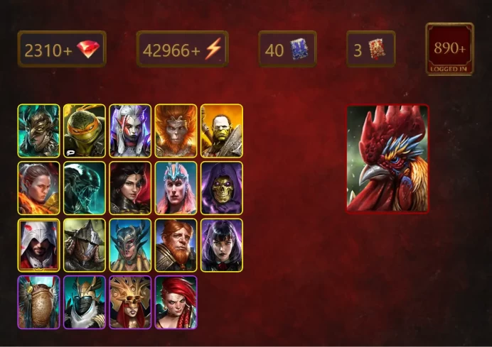 [STARTER]Galleus Bloodcrest+Gnut+Leminisi the Gold-Wing+Michelangelo+Visix+Wukong+Artak+Ronda+Xenomorph+Adelyn+Loki+37Epics