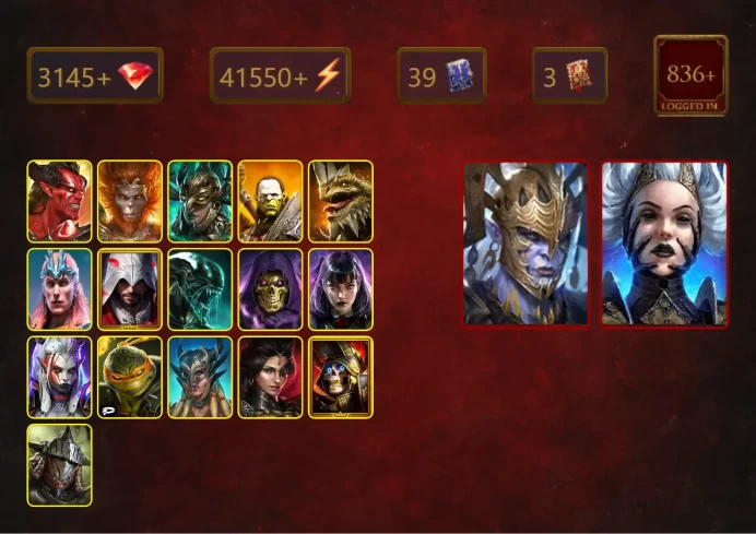 [STARTER][Double Mythical]+Queen Krixia+Legate Teox+Gharol+Lord Shazar+Wukong+Leminisi the Gold-Wing+Artak+Loki+44Epics