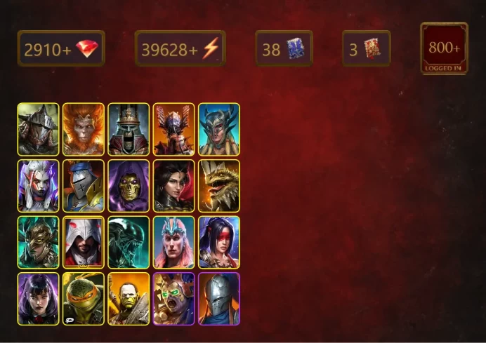 [STARTER]Georgid+Legate Teox+Rae+Rathalos+Wukong+Skorid the Halfspawn+Scyl+Visix+Baron+Skeletor+Adelyn+36Epics