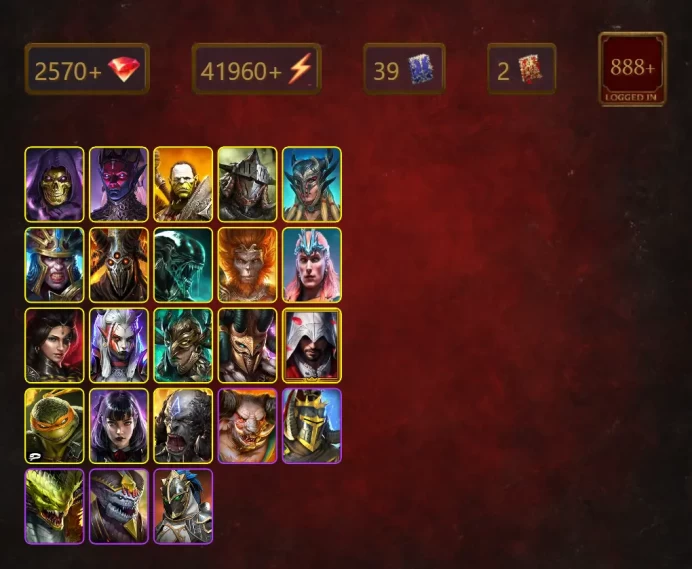 [STARTER]Acrizia+Odin+Skeletor+Ghostborn+Artak+Rathalos+Scyl+Versulf+Hephraak+Xenomorph+Wukong+Loki+Adelyn+Visix+35Epics