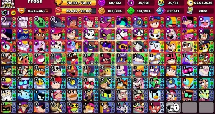 BS753 70132 Trophies 101 Brawlers 32 Hyper 35-11 Power 280 Skins 43 Titles 2022 Year