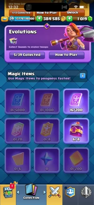 CR387//Arena 20 Level 39 7800 Trophies 117 Cards 20 Legendary Cards Name Change Yes 1 Hero 5 Evolutions 26 Emotes 1000 Gems 300000 Gold