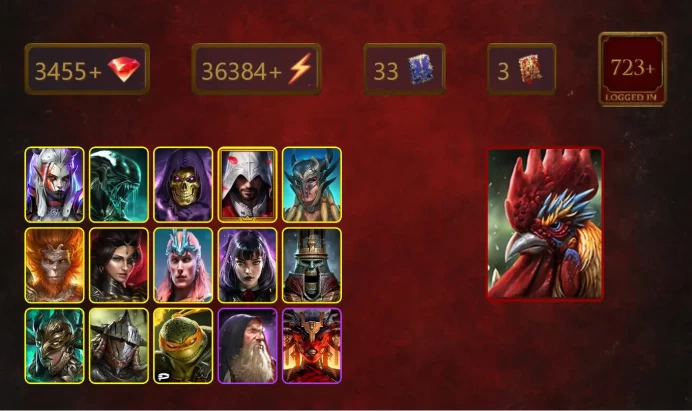 [STARTER]Galleus Bloodcrest+Georgid+Visix+Xenomorph+Skeletor+Ezio Auditore+Scyl+Wukong+Adelyn+Loki+Alice+41Epics