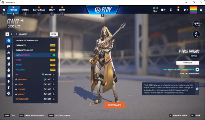 A-7000 WARGOD / ANA / Full Mail Access / see the picture / Please Read Description  /Adeli