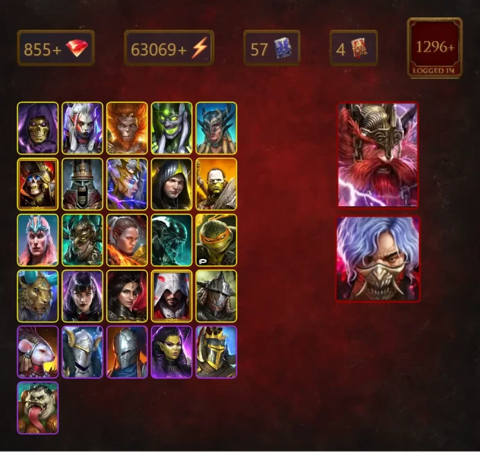 [STARTER][Double Mythical]+Toshiro+Georgid+Frolni+Skeletor+Visix+Wukong+Skartorsis+Scyl+Deathknight+Deliana+Aleksandr+55Epics