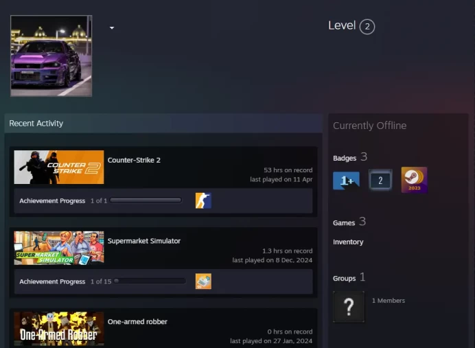 CS2 Prime 53 hours+1Medals(Global Offensive Badge)