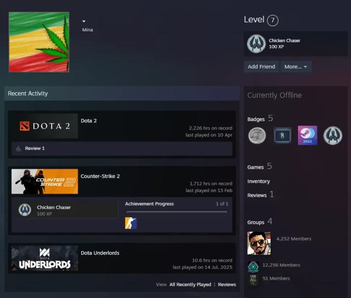 CS2 Prime 1712 hours+9Medals(2020-2021-2022-2023-2025 Service Medal/10 Year Birthday Coin/5Y/Loyalty Badge/Global Offensive Badge)