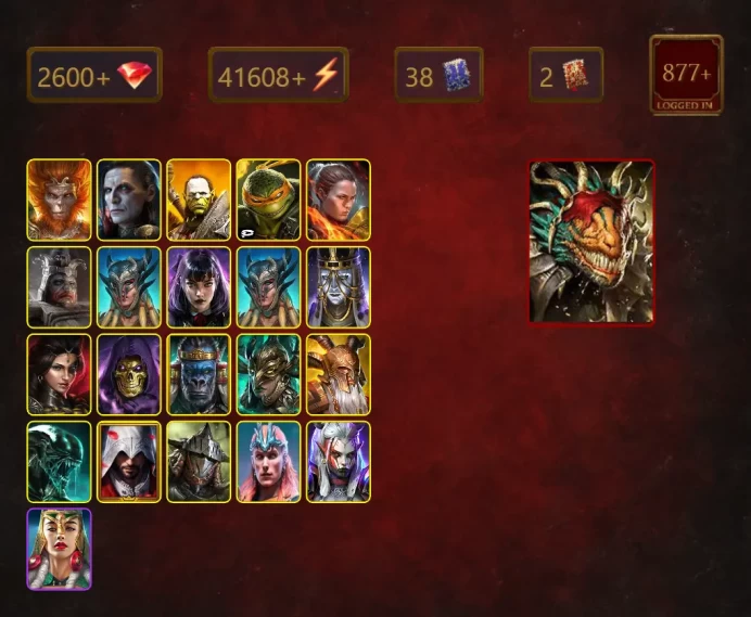 [STARTER]Lazarius+Ankora+Wukong+Valkanen+Artak+Michelangelo+Ronda+Timit the Fool+Scyl+Alice+Scyl+Brakus the Shifter+50Epics