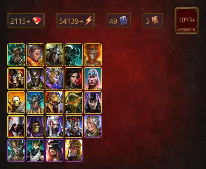 [STARTER]Nekhret+Queen of Hearts+Leminisi the Gold-Wing+Ronda+Rathalos+Xenomorph+Wukong+Deathknight+Emic+Deliana+Adelyn+52Epics