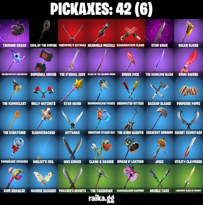 19 skins | Burning Ambition Valeria | Fancy Peter Griffin | Gwenpool | Peelverine | War Machine | Solid Snake | A2974