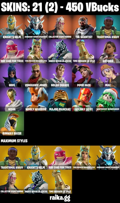 21 skins | Knight's Helm | Harbinger Armor Omegarok | Collector Kado Thorne | The Scientist | Traditional Khaby | A2981
