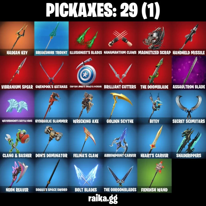 26 skins | Zeus | Hades | Poseidon | Camo War Machine | Black Queen | Magneto | Classic Peelverine | A3425