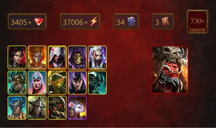 [STARTER]Ash'nar Dragonsoul+Elva Autumnborn+Adelyn+Wukong+Ezio Auditore+Skeletor+Visix+Leminisi the Gold-Wing+Loki+31Epics