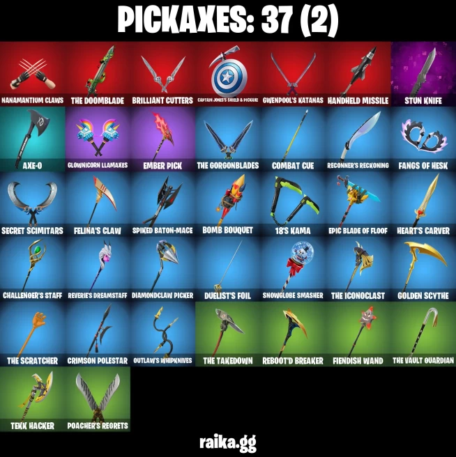 26 skins | Peter Griffin | Burning Ambition Valeria | Peelverine | Gwenpool | Emma Frost | Doom | Captain Jones | A3458
