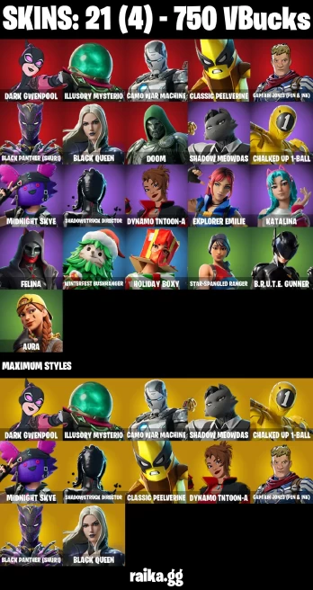 21 skins | Dark Gwenpool | Illusory Mysterio | Camo War Machine | Classic Peelverine | Captain Jones (Pen & Ink) | A3629