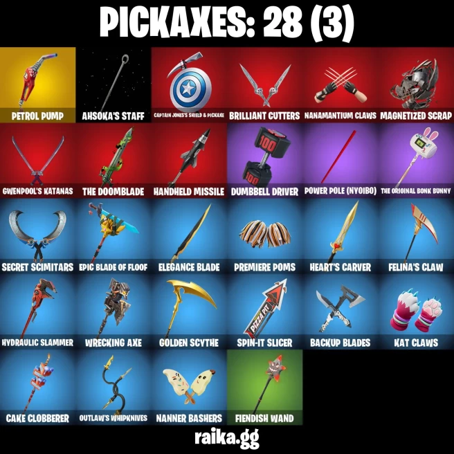 20 skins | Son Goku | Lina Scorch | Dark Gwenpool | Camo War Machine | Mysterio | Peelverine | Emma Frost | Doom | A3635