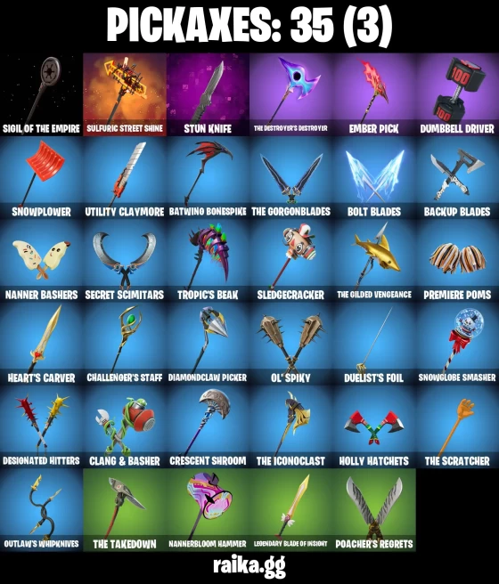 19 skins | Fancy Peter Griffin | Burning Ambition Valeria | Tectonic Komplex | Polar Peely | Old Snake | A3642