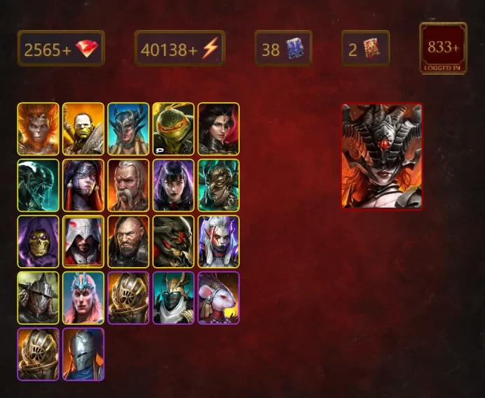 [STARTER]Taras+Elva Autumnborn+Kurosa the Covetous+Wukong+Artak+Scyl+Michelangelo+Adelyn+Xenomorph+Kyoku+Rotos+Alice+44Epics